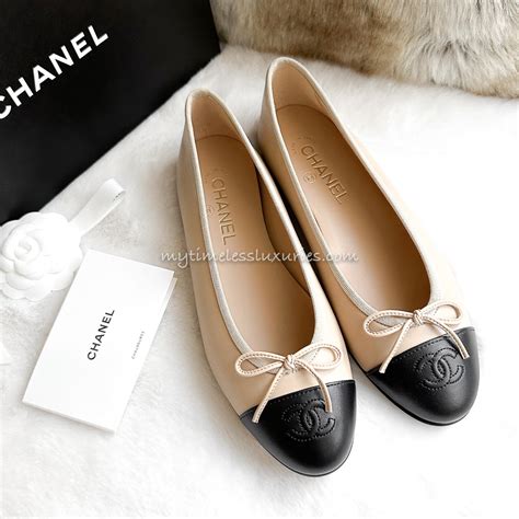 beige black chanel flats|chanel flats beige and black.